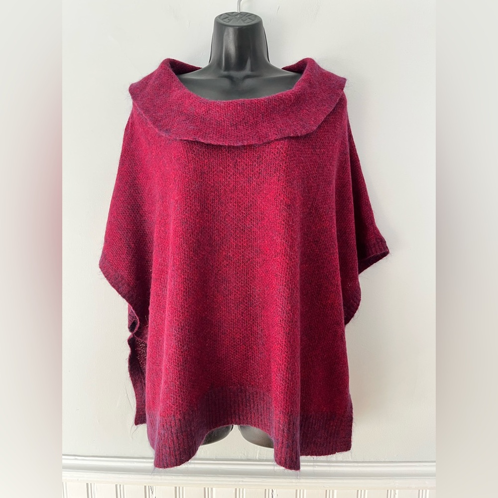 Eileen Fisher Wool Mohair Cashmere Blend Cowl Poncho Sweater, Size Medium